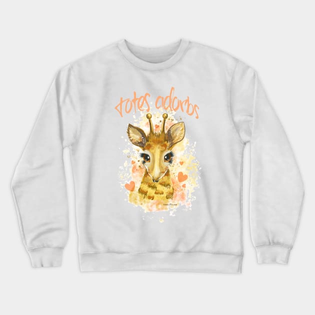 Totes Adorbs! Watercolor Baby Giraffe Crewneck Sweatshirt by IconicTee